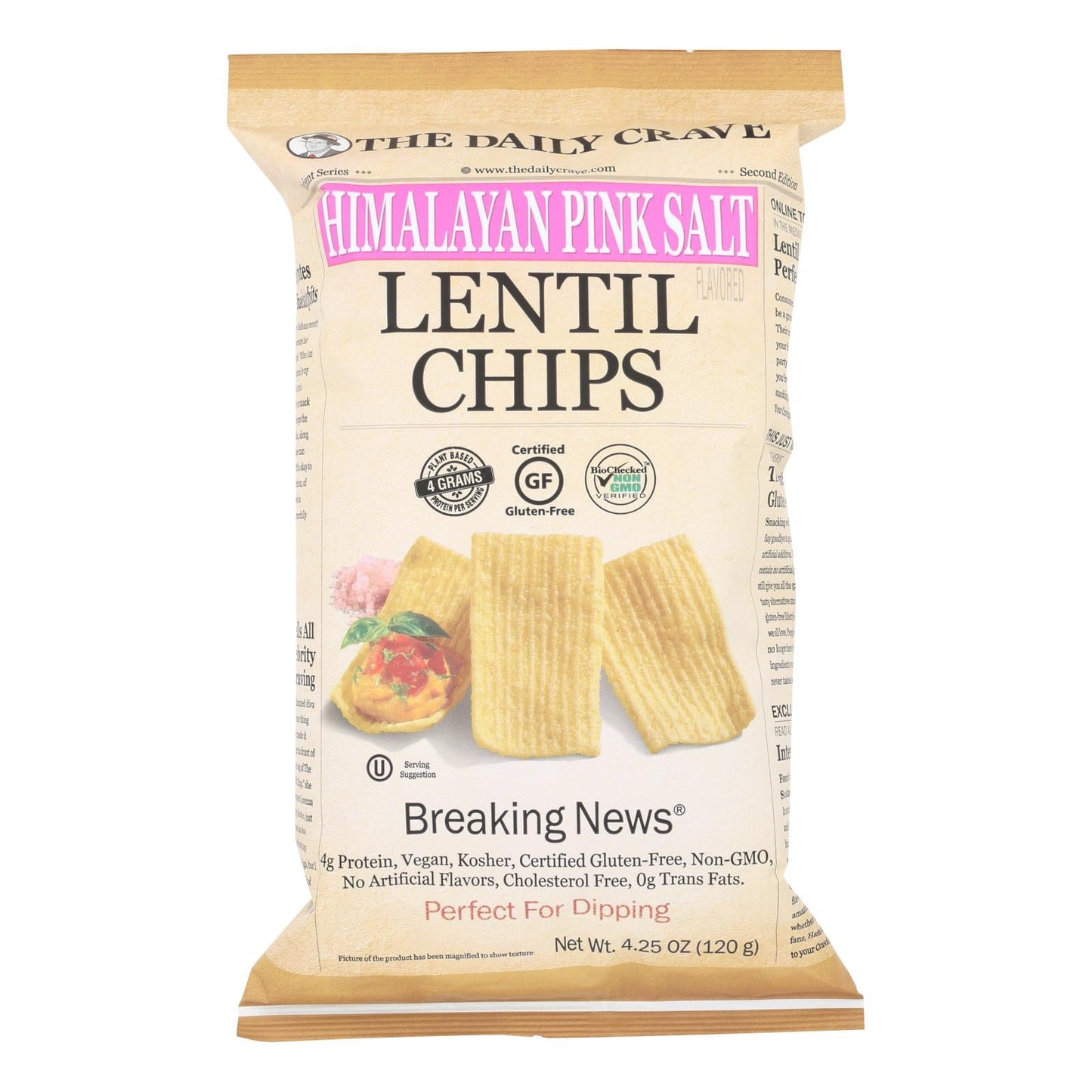 Daily Crave Lentil Chips Himalayan Salt, 8 Pack, 4.25 Oz