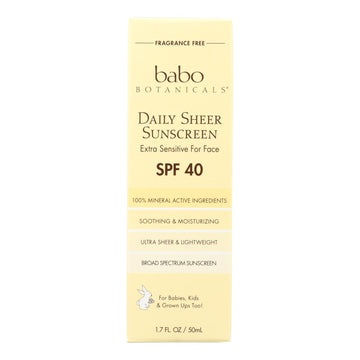 Babo Botanicals - Sunscreen - Daily Sheer - Spf 40 - 1.7 Oz