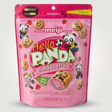 Meiji Hello Panda Strawberry 7 oz - Bite Size Crunchy Cookie Snacks