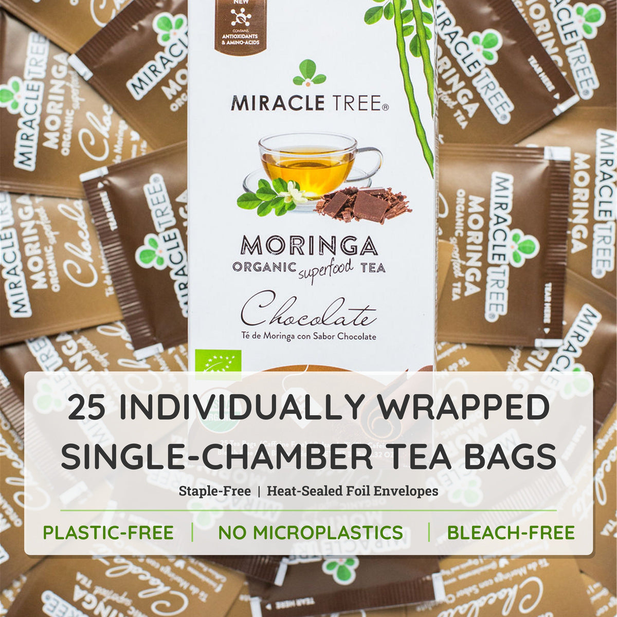 Organic Moringa Tea - Chocolate - Caffeine-Free Herbal Tea