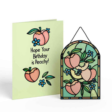Peachy Birthday Peaches 5"x7" Suncatcher Card