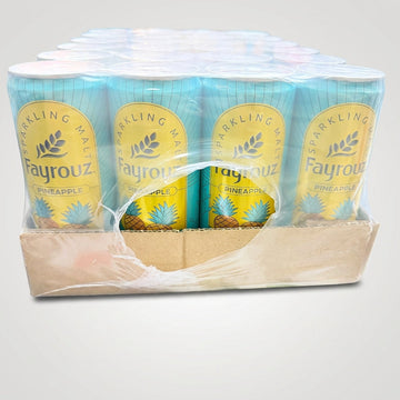 Fayrouz Sparkling Malt Pineapple 24-Pack - Non-Alcoholic Beverage