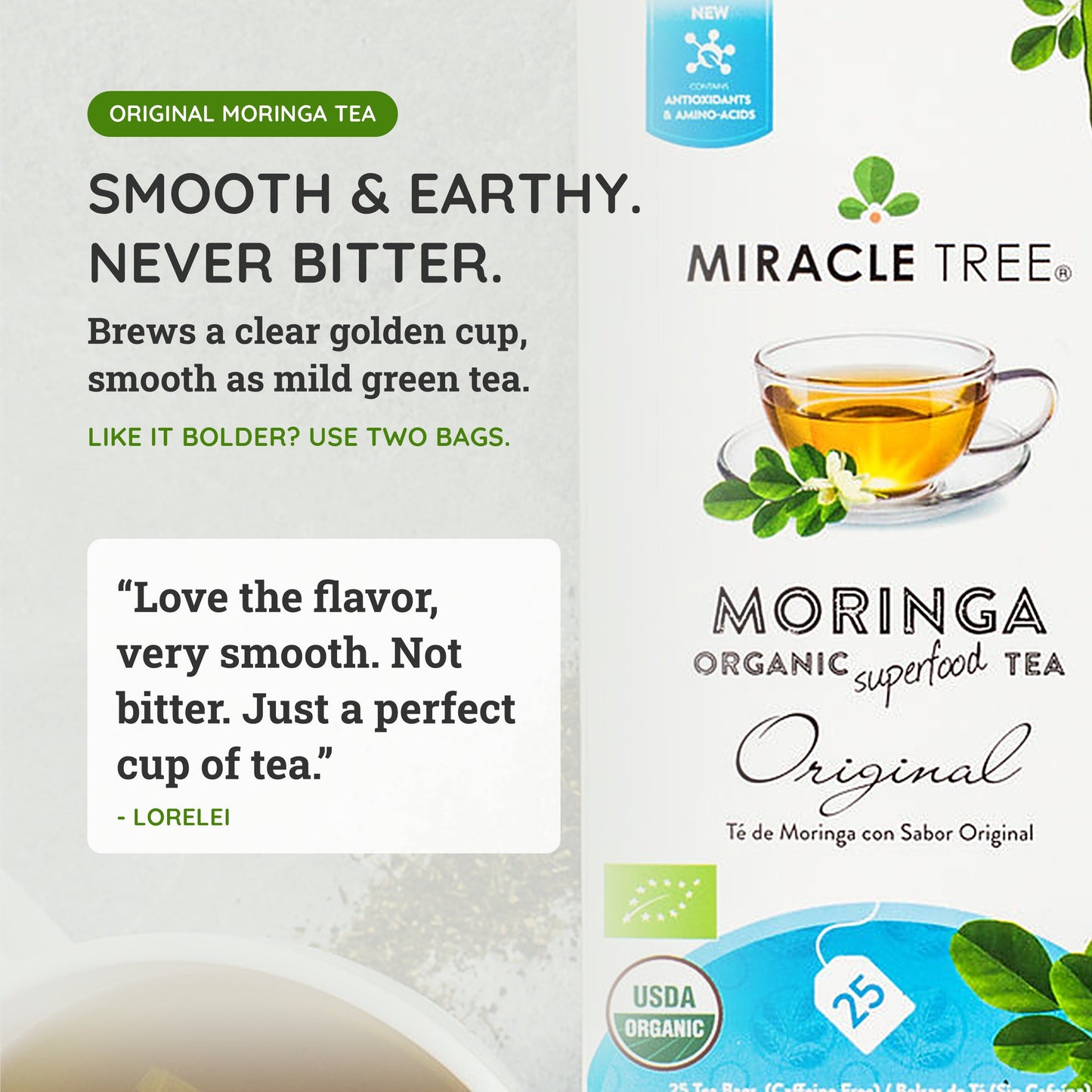 Organic Moringa Tea - Original - Caffeine-Free Herbal Tea