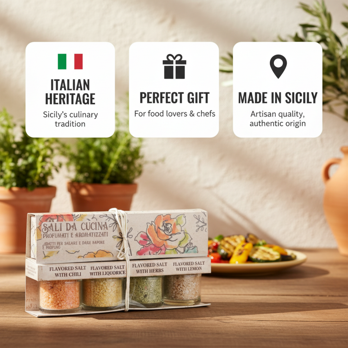 Artigiani dei Sapori, 4 Flavor Pack, Infused Sicilian Salts