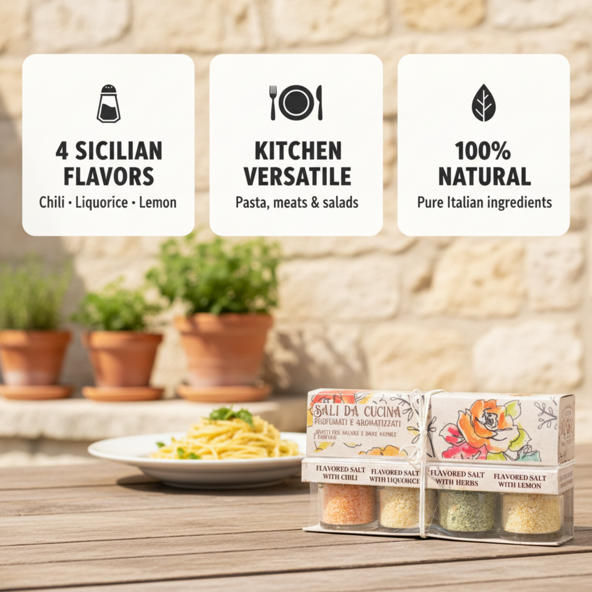 Artigiani dei Sapori, 4 Flavor Pack, Infused Sicilian Salts