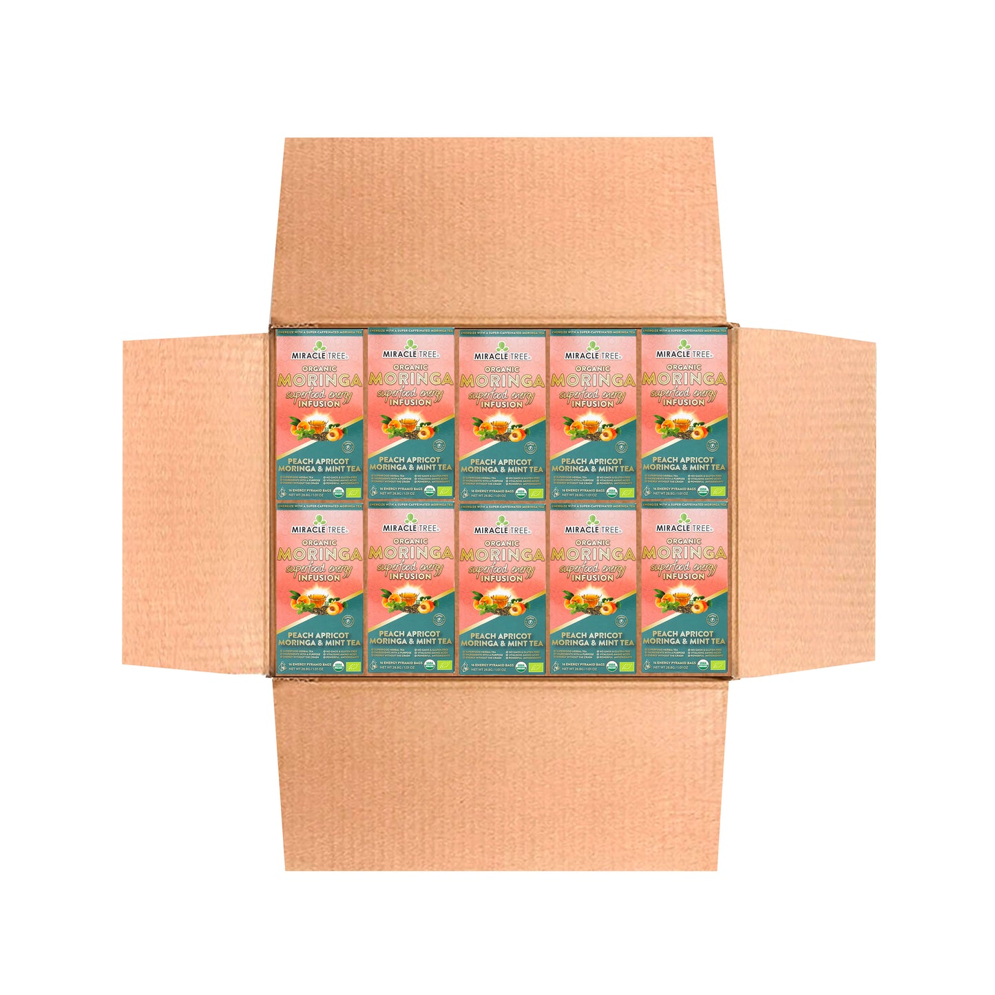 Organic Moringa Energy Tea - Peach Mint Apricot - Natural Coffee Alternative