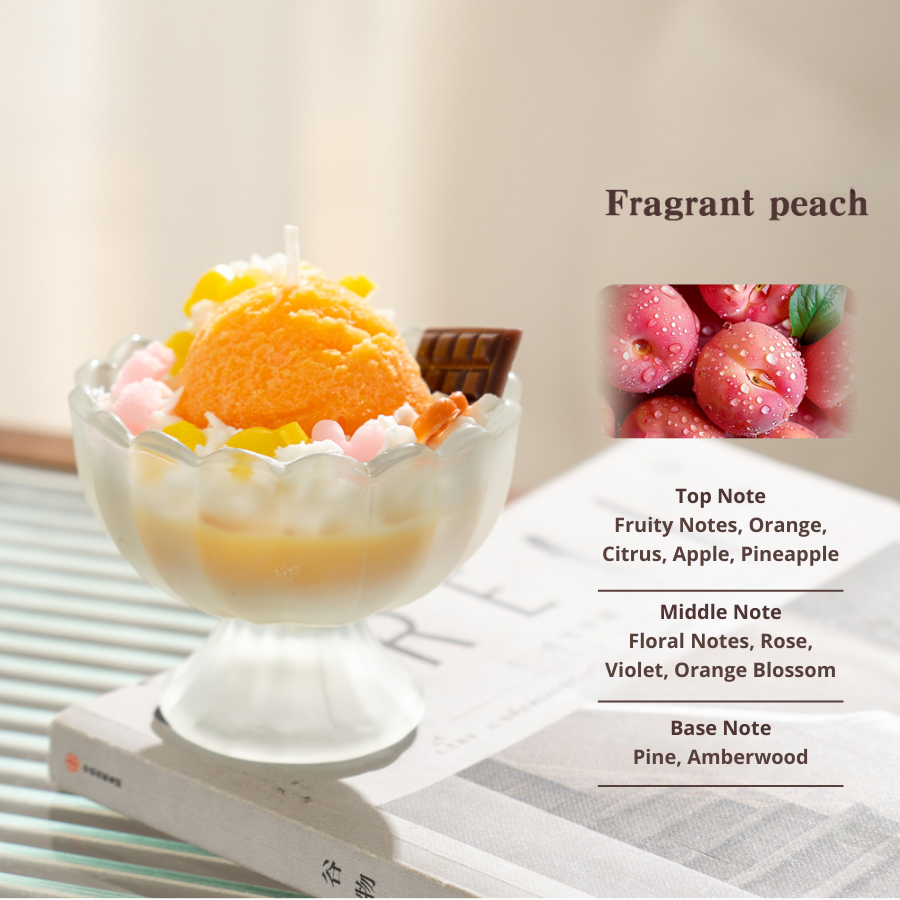 Fruit Ice Cream Creative and Beautifully Shaped Yogurt Cup Soy Wax Scented Candle, Dessert-Inspired Decorative Candle Gift for Birthday, Souvenir, Home Decor and Special Occasion Gifting