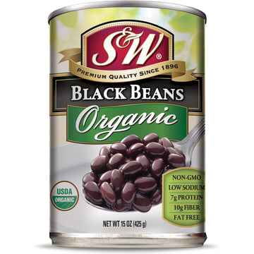 (12 Pack) S&W - Organic Canned Black Beans, 15 Ounce Can, New