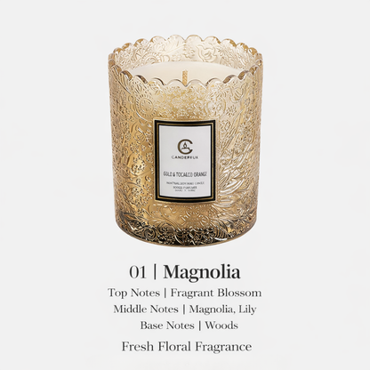 Scented Candle Cups with Embossed Glass Gift Design, Plant-Based Soy Wax Scented Candles with Low-Smoke Performance, Elegant Home Fragrance Candles for Wholesale Valentine’s Day Decor & Gift Use