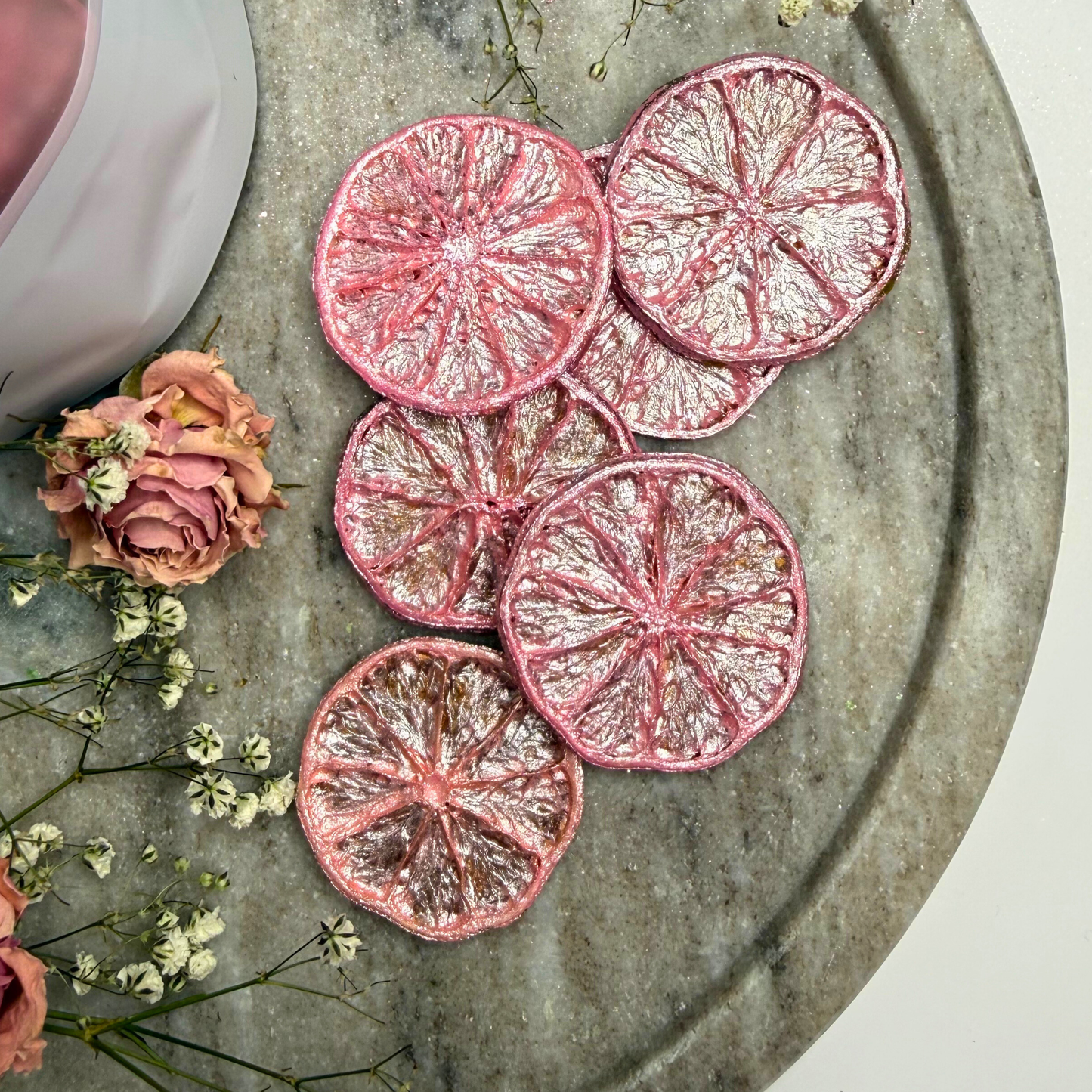 Wicked Inspired Pink and Green Luster Dust Dried Lime Garnish Set 2 Pack