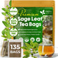 Sage Leaf Tea Bags, 100% Natural & Pure from Sage Leaves. Loose Leaf Sage Herbal Tea. Sage Leaf Tea. Made with Natural Material Tea Bags. No Sugar, No Caffeine, No Gluten, Vegan.