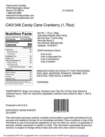 Hand-Spun Jumbo Candy Cane - Cranberry - 1.75 oz
