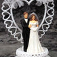 Wedding Cake Topper - E780 -  Bride & Groom, Hearts & Flowers Topper, 9 1/2" high