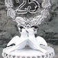 Anniversary Cake Topper - E25-  Silver Anniversary with Doves