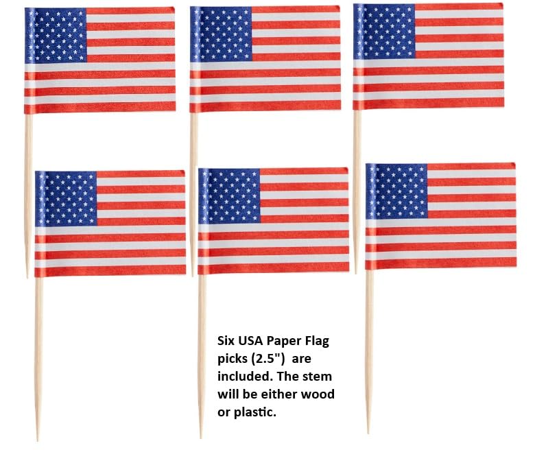 Oasis Supply, All American Bundle - 8-Pack Patriotic Birthday Candles, 6 USA! Food Flag Picks, & 4oz Red, White, & Blue Sprinkles