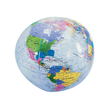 Clear Inflatable Globe Beach Ball, 12/pk