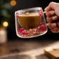 Double Glass Handcrafted Flower Glass Cup Mugs with Dried Flowers - Unique Floral Tea  & Coffee Mug