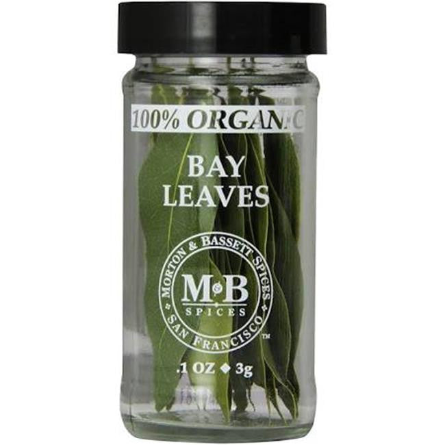 Morton & Bassett Organic Bay Leaves - Whole, Gluten Free, Non-GMO, 0.1 oz Jar, Plastic