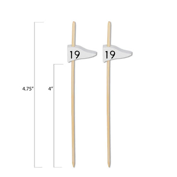 19th Hole Flag Golf Bamboo Food / Cocktail Picks, 4 3/4"  - 100 or 1000 count