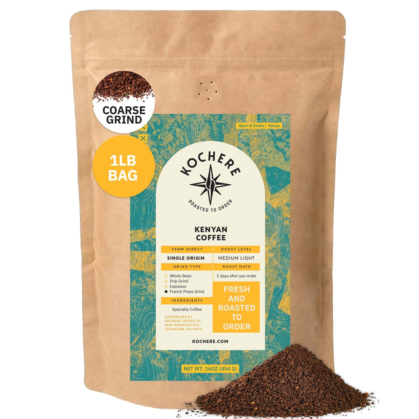 Kochere Coffee Kenyan Nyeri Embu AB Medium-Light Roast - Fruity, Balanced, Bright Cup