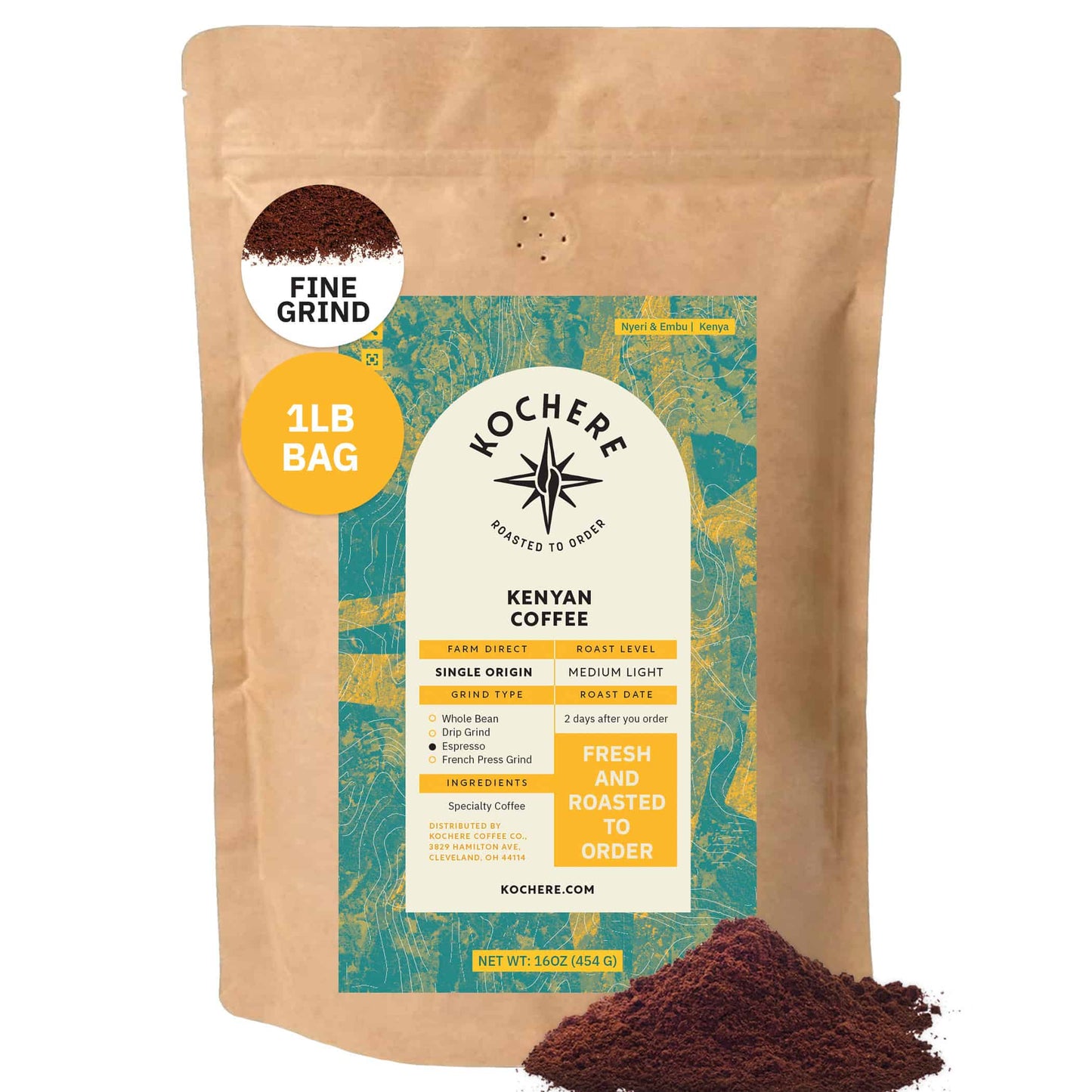 Kochere Coffee Kenyan Nyeri Embu AB Medium-Light Roast - Fruity, Balanced, Bright Cup