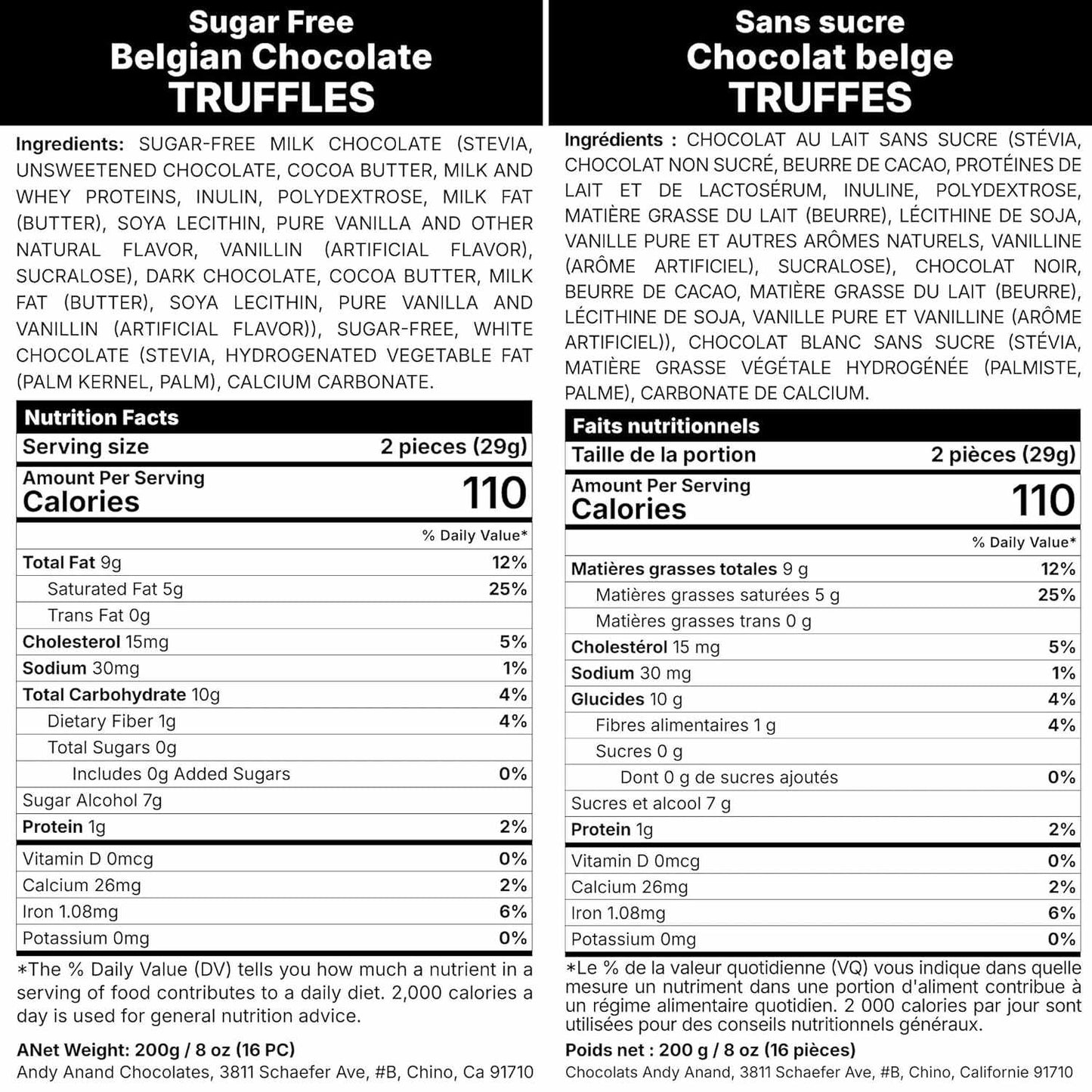 Andy Anand Chef Collection Sugar Free Chocolate Truffles – 15 Pcs, 60% Belgian Chocolate (Cocoa Butter), Gluten-Free, Diabetic-Friendly, Gift Boxed