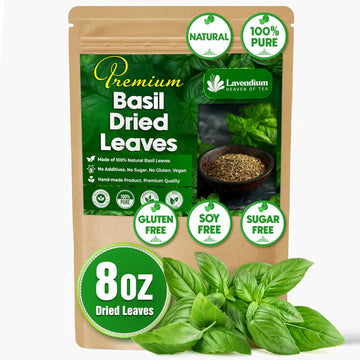 Premium Dried Basil – 100% Pure, Non-GMO, Gluten-Free, Vegan – Aromatic Culinary Herb for Cooking, Garnish, and Seasoning