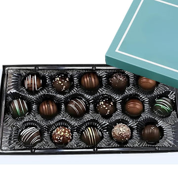 Andy Anand Gluten Free Belgian Dark Chocolate Truffles – Champagne, Rum, Amaretto & Black Forest, 16 Pc Gift Box, 8 Oz