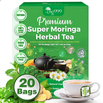 Super Moringa Herbal Tea, Improve Digestion, Support Brain, Weight, Skin and Sleep, Eco-Conscious Tea Bags