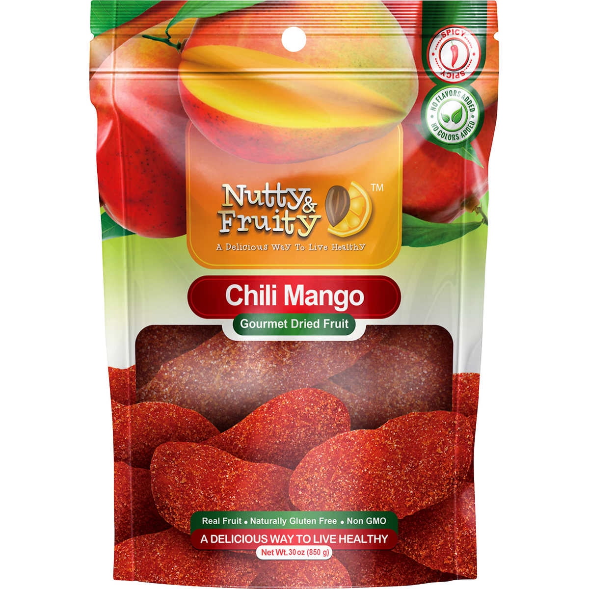 [2 Packs] Nutty & Fruity Gourmet Dried Fruit, Chili Mango, 30 Oz