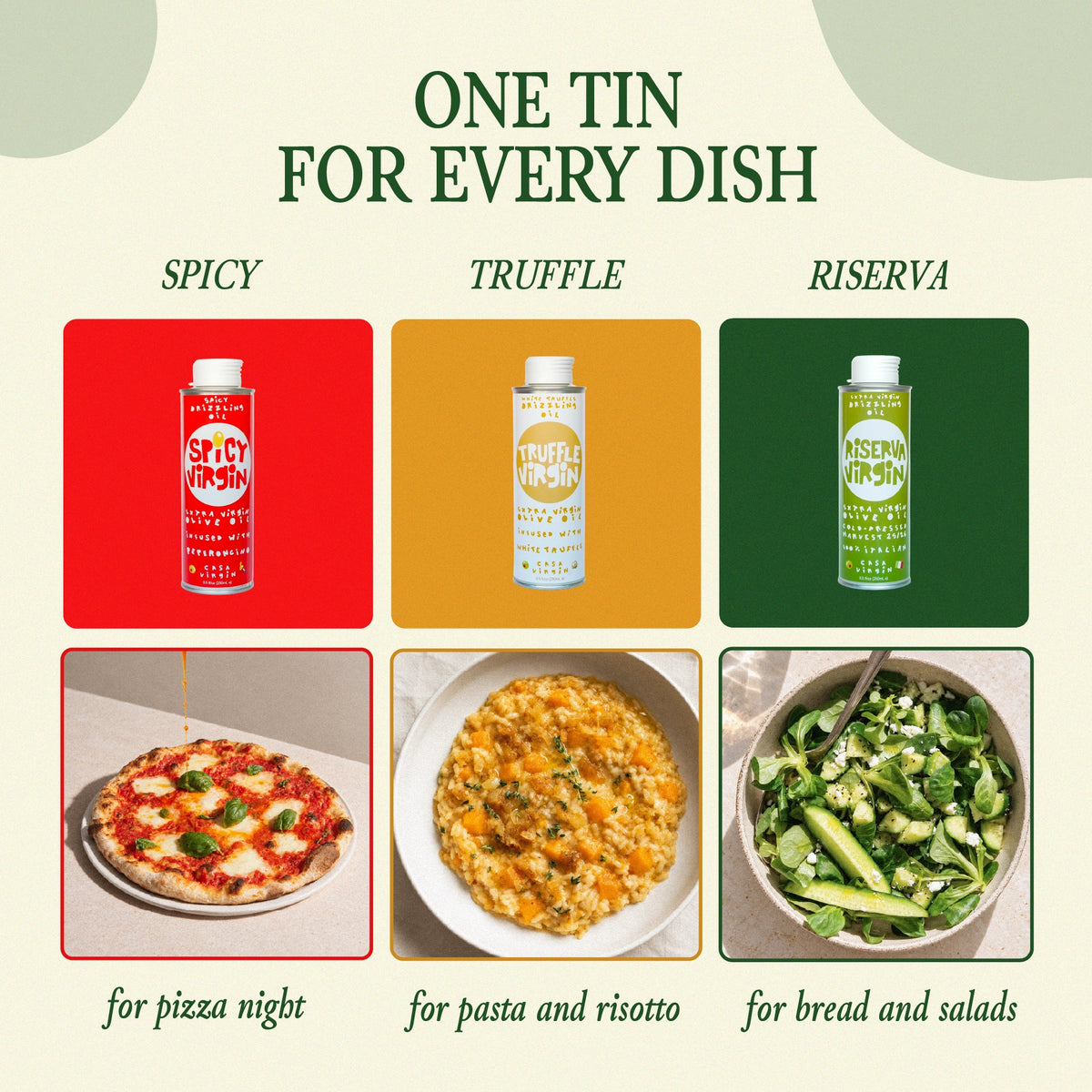 The Italian Trio: Spicy, Riserva & Truffle Drizzling Oils