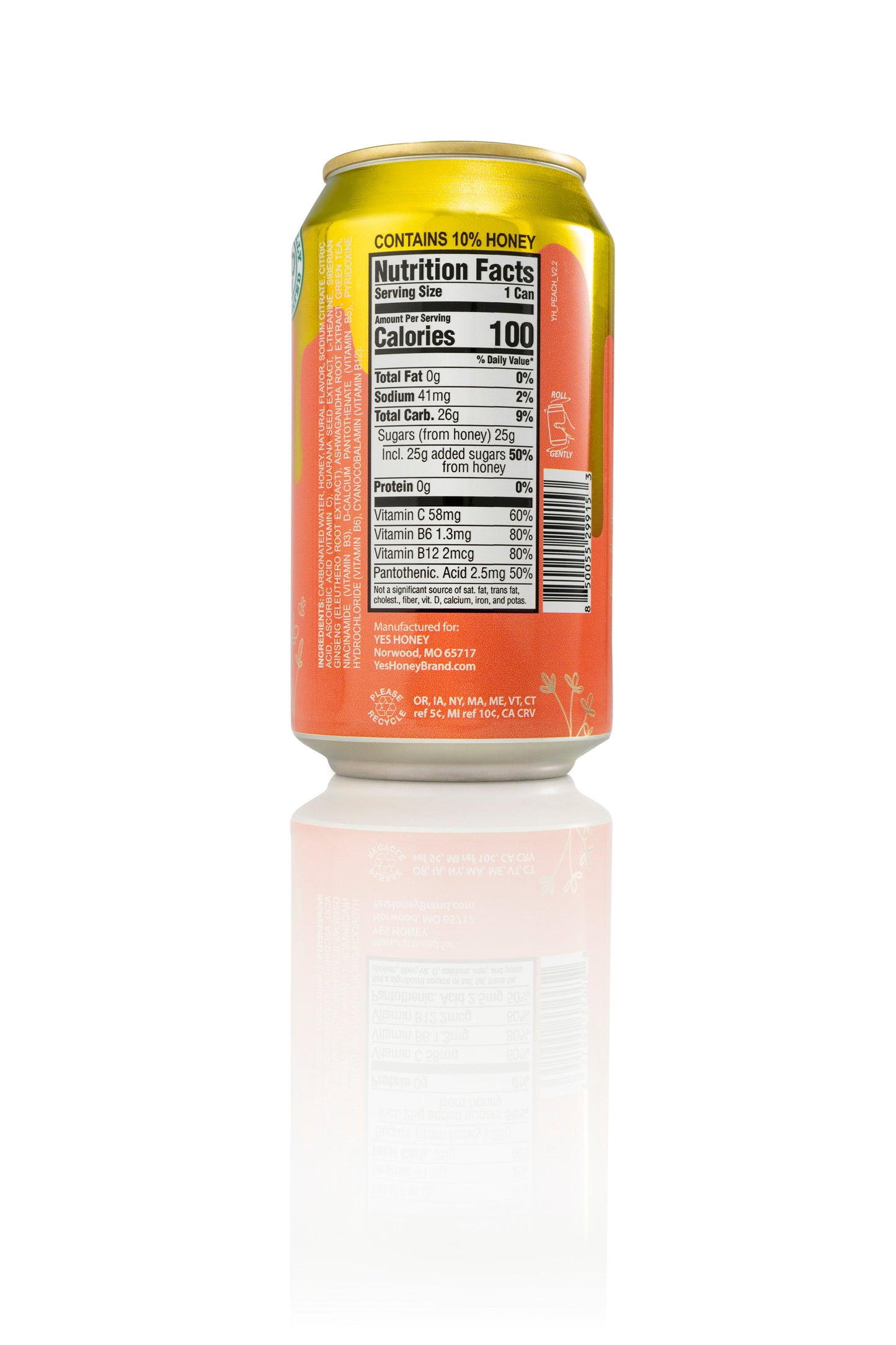 Bee Vitalized Sparkling Honey Sweetened Peach Tea