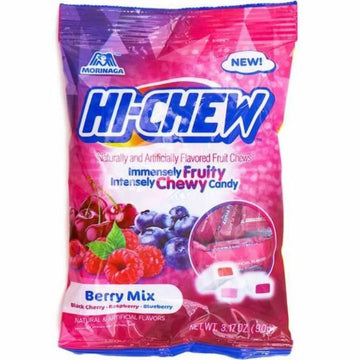 Morinaga Hi Chew Berry Mix Bag with Black Cherry, Blueberry and Raspberry, 3.17 oz