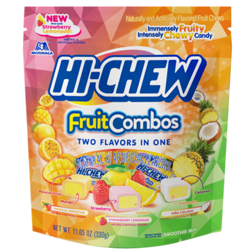 Morinaga Hi-Chew Fruit Combos Chewy Candy Mix Stand Up Pouch with Strawberry Lemonade, 11.65 oz