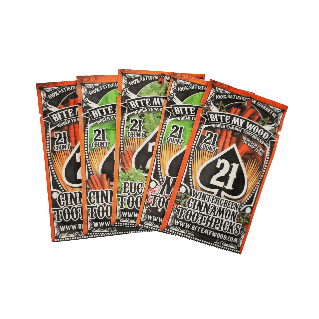 Flavored Birchwood Toothpicks Variety Pack, 21-Count Resealable Bags