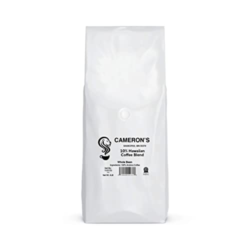 Camerons Coffee Roasted Whole Bean Coffee, 10% Hawaiian Coffee Blend, 4 Pound