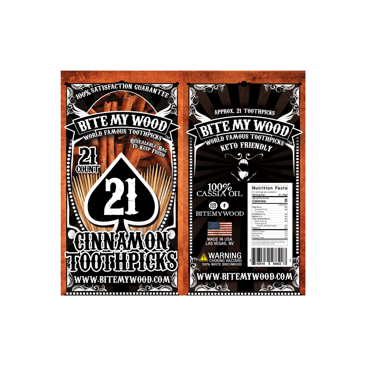 Flavored Birchwood Toothpicks Variety Pack, 21-Count Resealable Bags