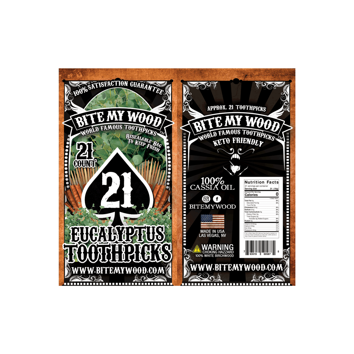 Flavored Birchwood Toothpicks Variety Pack, 21-Count Resealable Bags