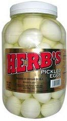 Herbs Pickled White Eggs Gallon Size Plastic Jar Packed In Vinegar