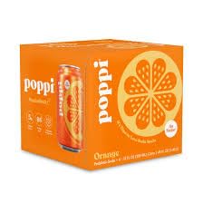 KD Chocolates Poppii Orange Prebiotic Soda, 12 oz Cans, 4 Pack