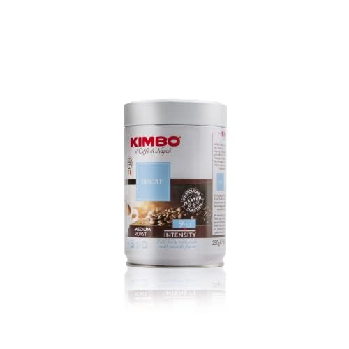 Kimbo Decaf Medium Roast Ground Coffee | 9/13 Intensity | Full-Body With Rich And Smooth Flavor | Italian Quality | 8.8 Oz Can
