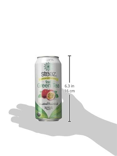 Steaz Organic Unsweetened Passionfruit Iced Green Tea, 16 Fluid Ounce - 12 Per Case.