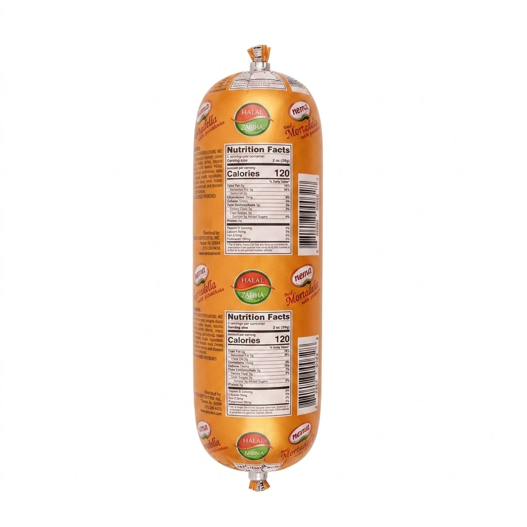 Nema Halal Mortadella with Pistachios 16 oz - Premium Italian-Style
