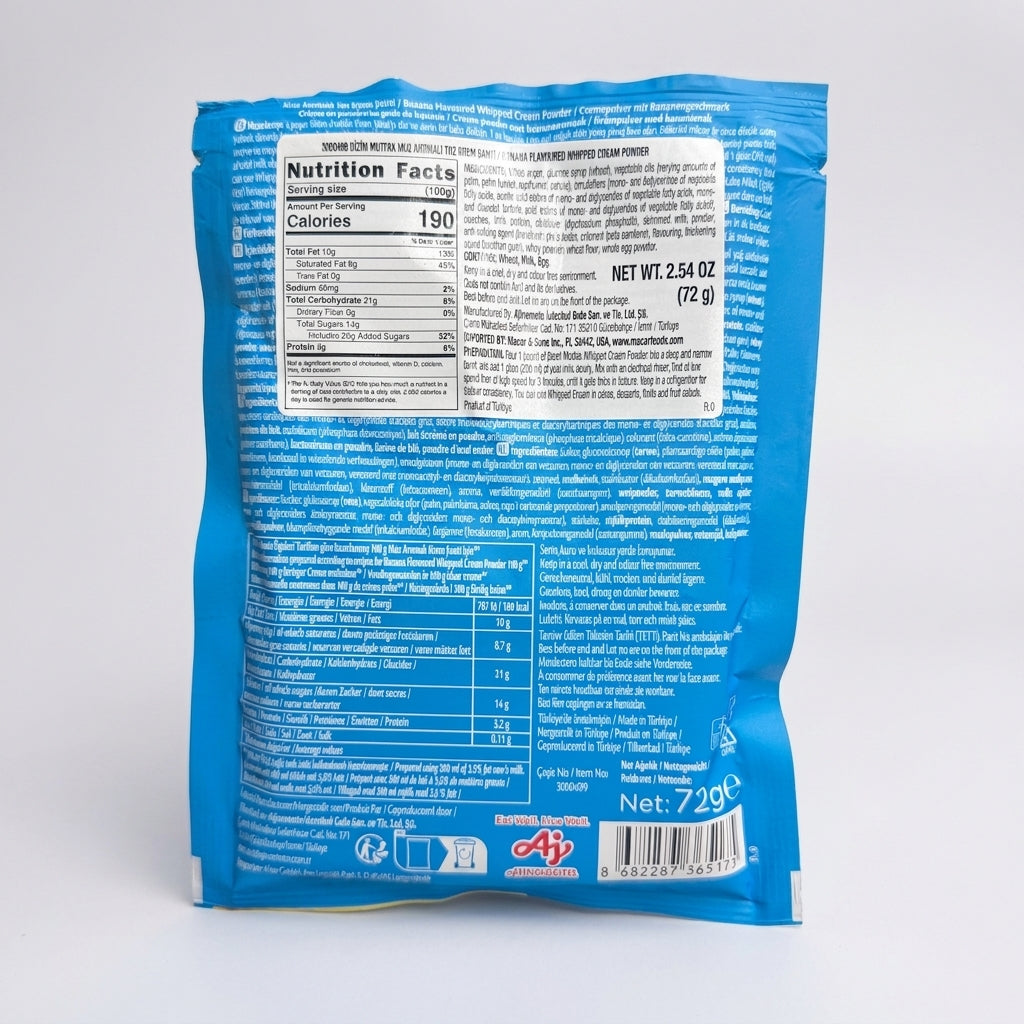 Bizim Mutfak Krem Santi Banana Whipped Cream Powder 72g - Turkish