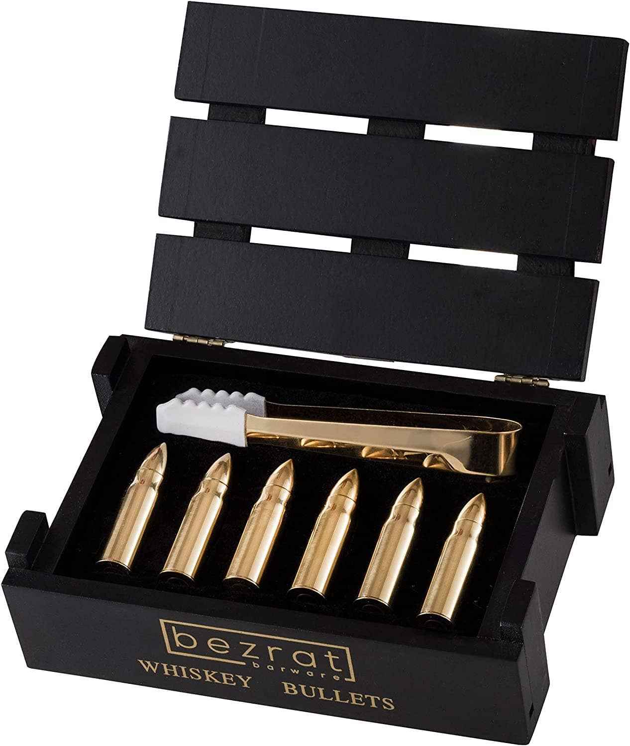 Set of 6 Gold Chilling Stones, and Ice Tong  in Gift Box