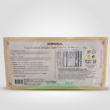 Koska Turkish Delight Plain Sade Lokum 500g - Authentic Vegan Confection