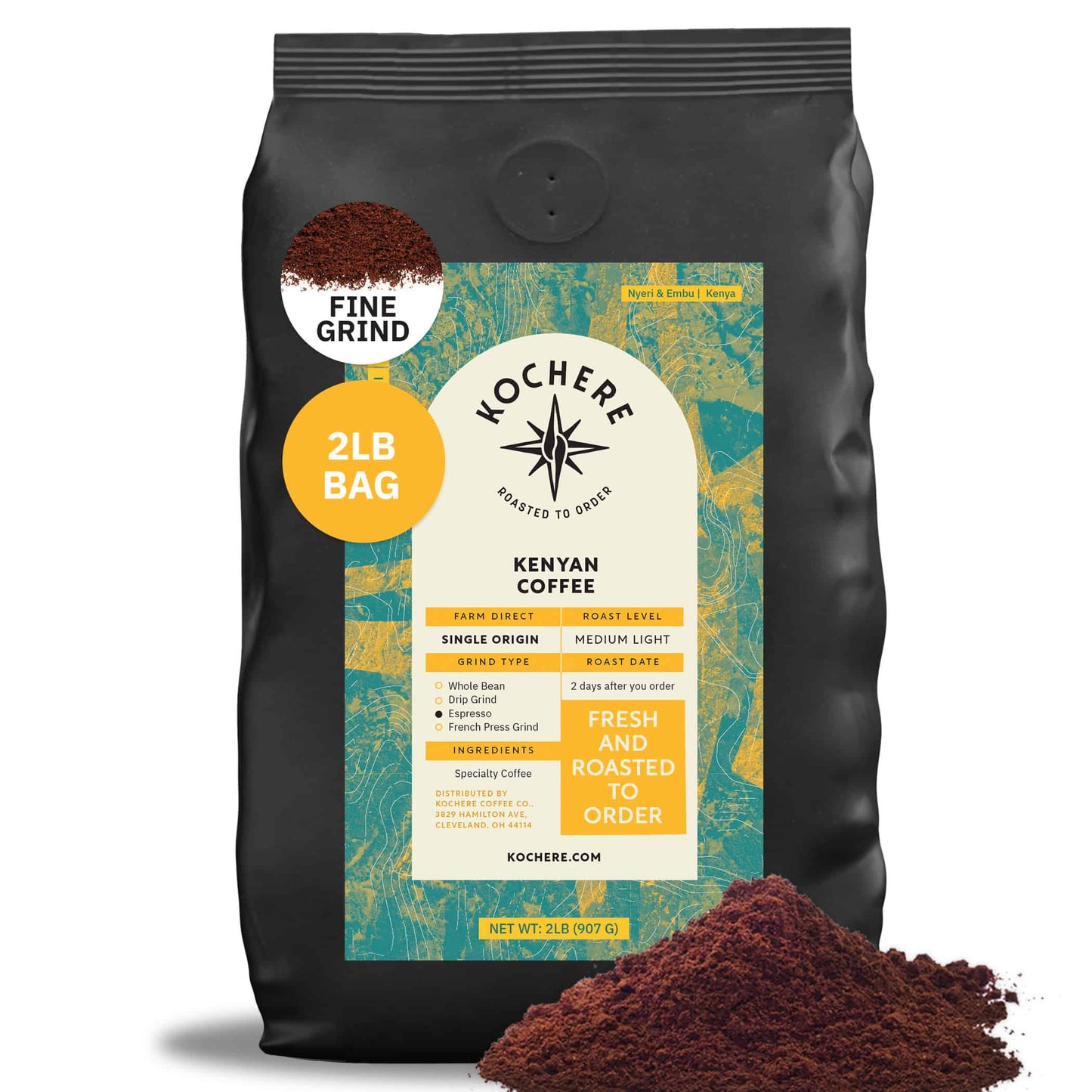 Kochere Coffee Kenyan Nyeri Embu AB Medium-Light Roast - Fruity, Balanced, Bright Cup