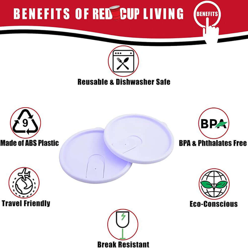 Redcupliving Reusable Red Party Cup Lids for 18 oz & 32 oz Cups