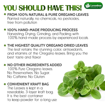 Premium Dried Oregano Leaves – 100% Pure, Non-GMO, Gluten-Free, Vegan – Aromatic Herb for Cooking, Seasoning, Sauces, and Pizza