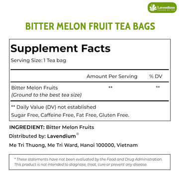Bitter Melon Tea Bags, 100% Natural, Pure Bitter Melon. Bitter Melon Herbal Tea. Bitter Melon Fruit Tea. No Sugar, No Caffeine, No Gluten, Vegan